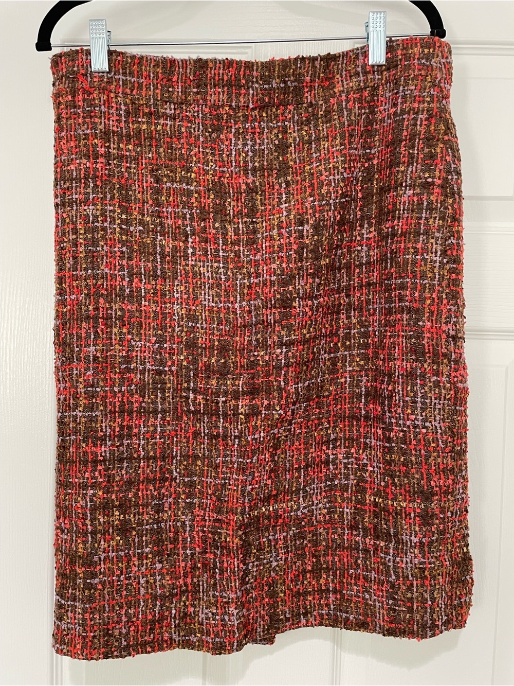 Classic J. Crew No. 2 Tweed Brown & Coral Pencil Skirt